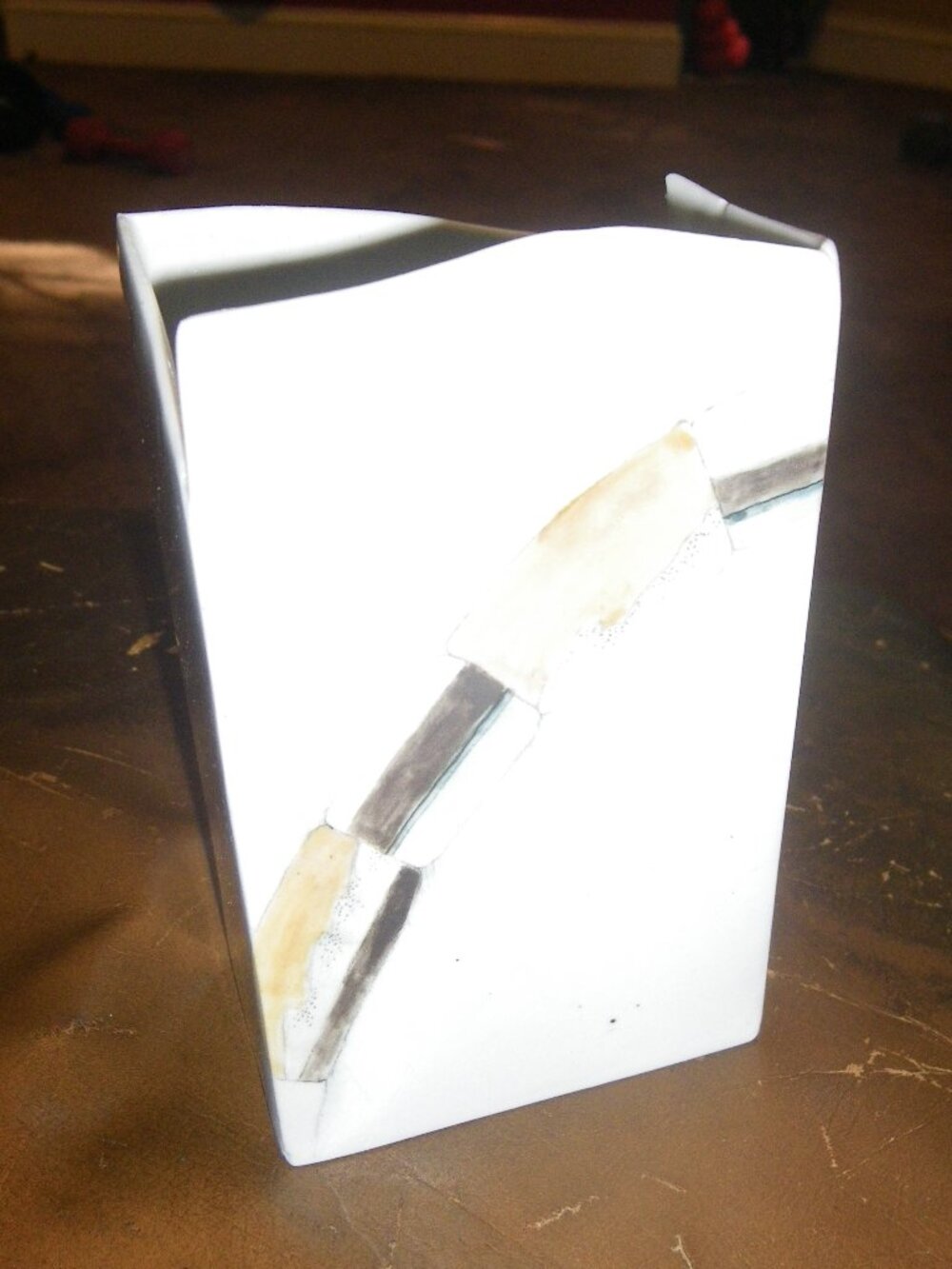 Vintage Small Ceramic Abstract Rectangular Vase